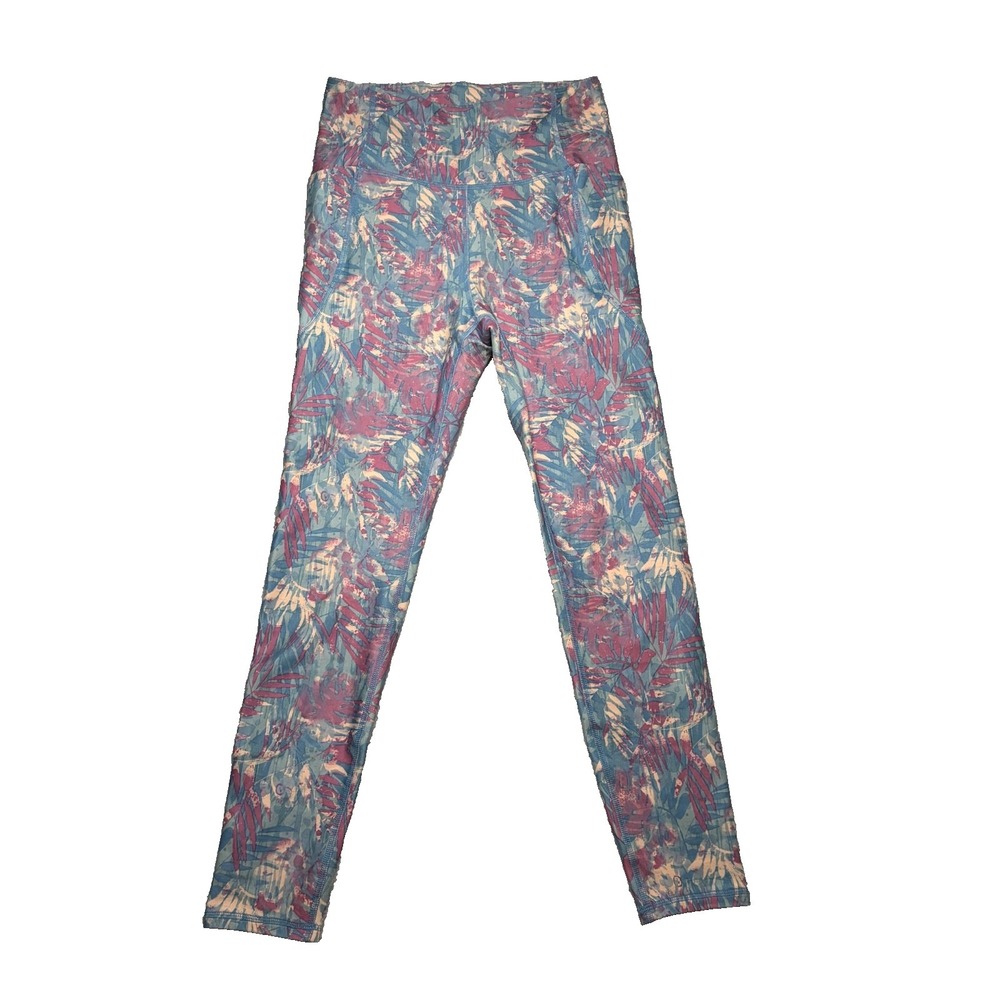Freely Floral Leggings Womens M High Rise Athleisure Activewear Stretch Pockets
